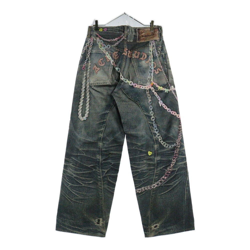 Acne Studios(アクネ ストゥディオズ) 25SS ルーズフィットジーンズ 1981 転写チェーンプリントバギーワイドパンツ FN-MN-TROU001101 インディゴブルー