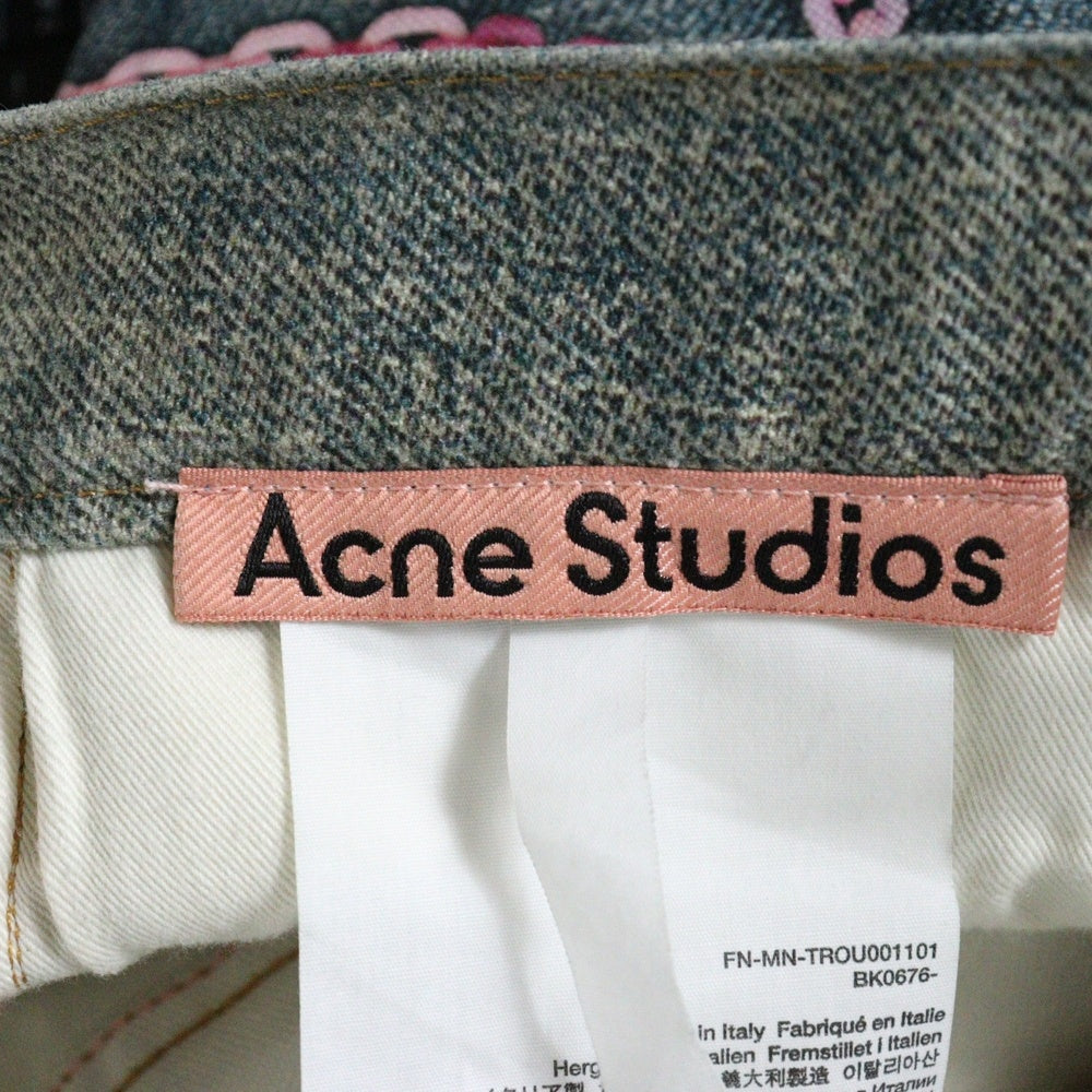 Acne Studios(アクネ ストゥディオズ) 25SS ルーズフィットジーンズ 1981 転写チェーンプリントバギーワイドパンツ FN-MN-TROU001101 インディゴブルー