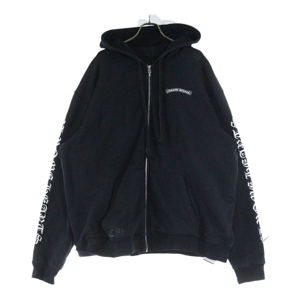 CHROME HEARTS(クロムハーツ) SWTSHRT HD ZIP SCROLL バックスクロール アームロゴ 裏地サーマルジップアップフーディーパーカー ブラック