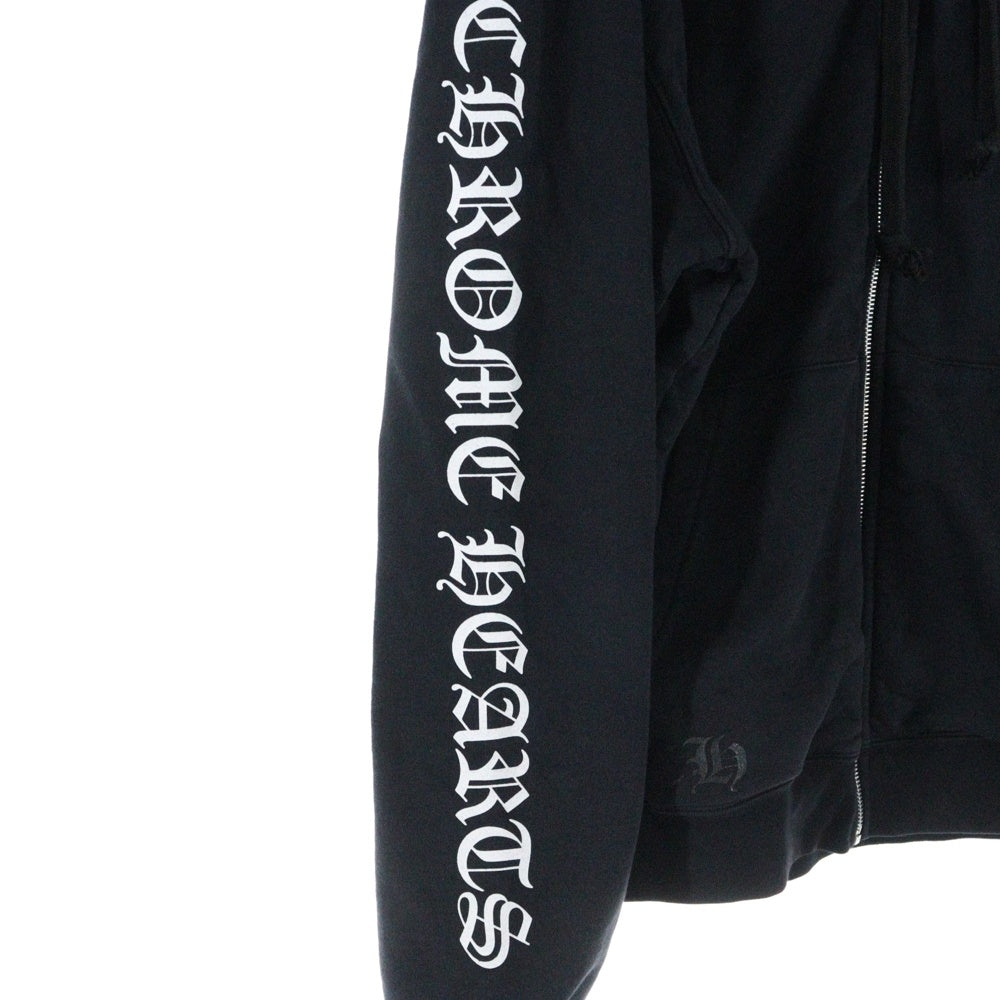 CHROME HEARTS(クロムハーツ) SWTSHRT HD ZIP SCROLL バックスクロール アームロゴ 裏地サーマルジップアップフーディーパーカー ブラック