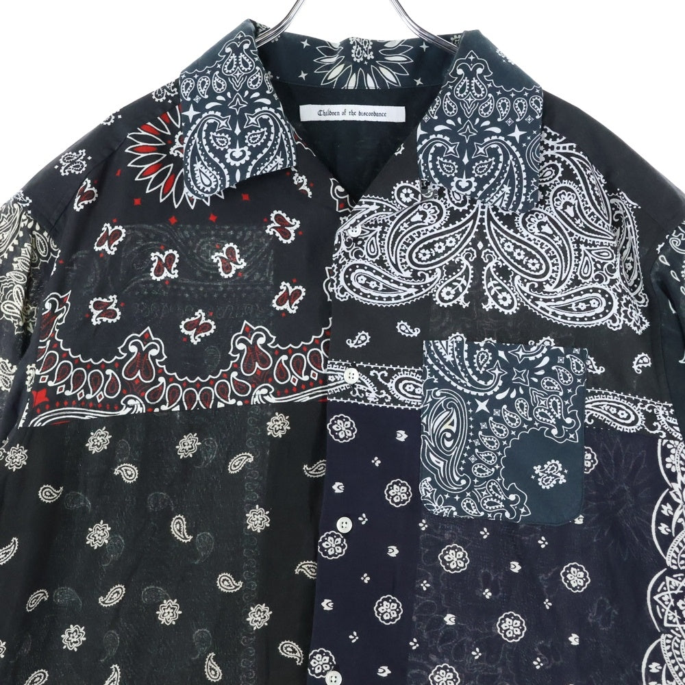 Children of the discordance(チルドレンオブザディスコーダンス) VINTAGE BANDANA PATCHWORK SHIRT COTDSH-104 ヴィンテージ バンダナパッチワーク 半袖シャツ ブラック