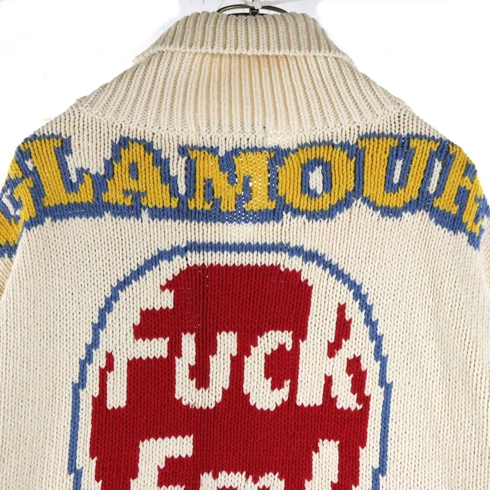 SUPREME(シュプリーム) 21S × HYSTERIC GLAMOUR Logos Zip Up Sweater ヒステリックグラマー カウチン ジップアップニット ベージュ