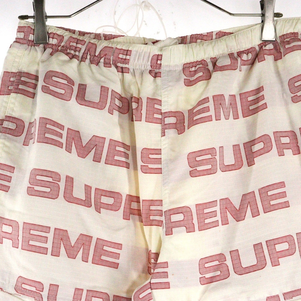 SUPREME(シュプリーム) 21AW Logo Ripstop Track Pant ロゴ リップストップ トラックナイロンパンツ レッド/アイボリー