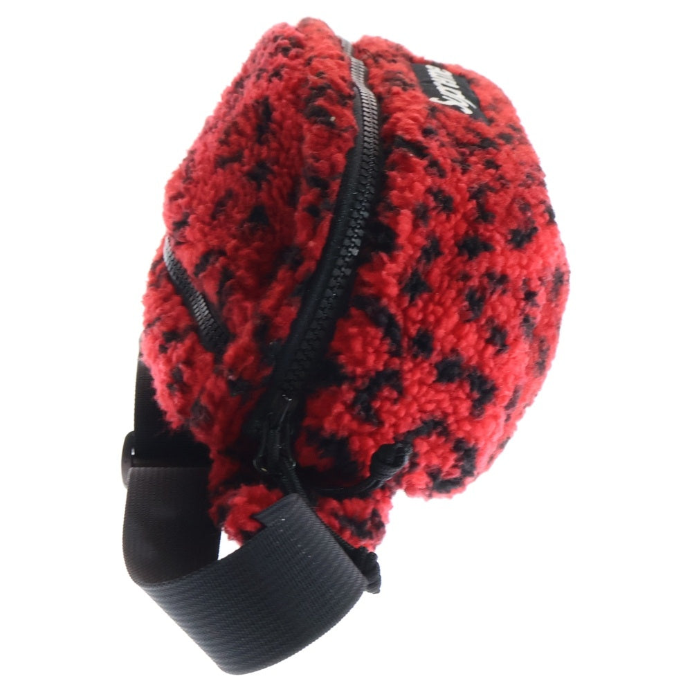 SUPREME(シュプリーム) 17AW Leopard Fleece Waist Bag レオパード柄 フリース ウェストバッグ レッド/ブラック