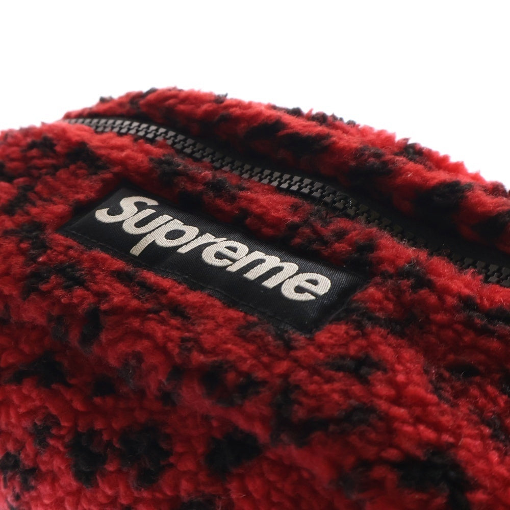 SUPREME(シュプリーム) 17AW Leopard Fleece Waist Bag レオパード柄 フリース ウェストバッグ レッド/ブラック