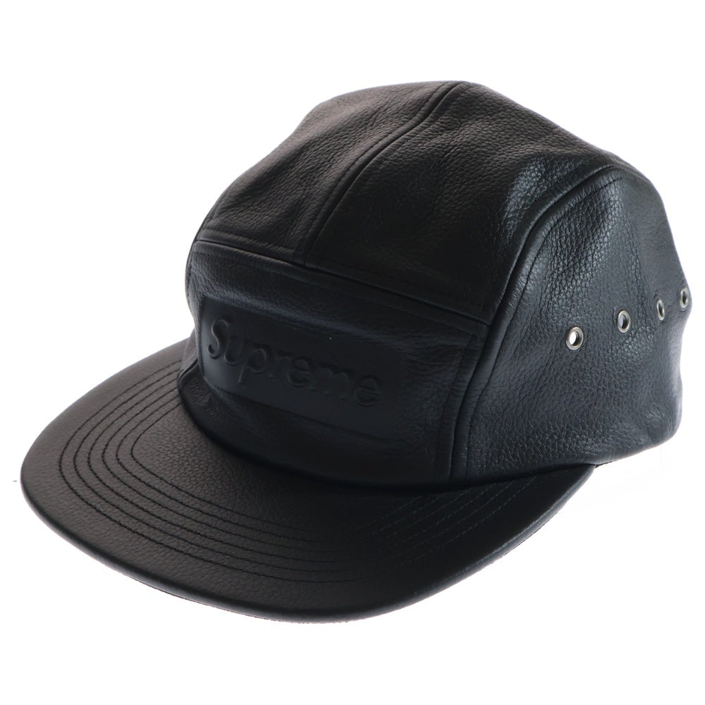 SUPREME(シュプリーム) 19SS REBBLED LEATHER CAMP CAP レザーキャンプキャップ 帽子 ブラック