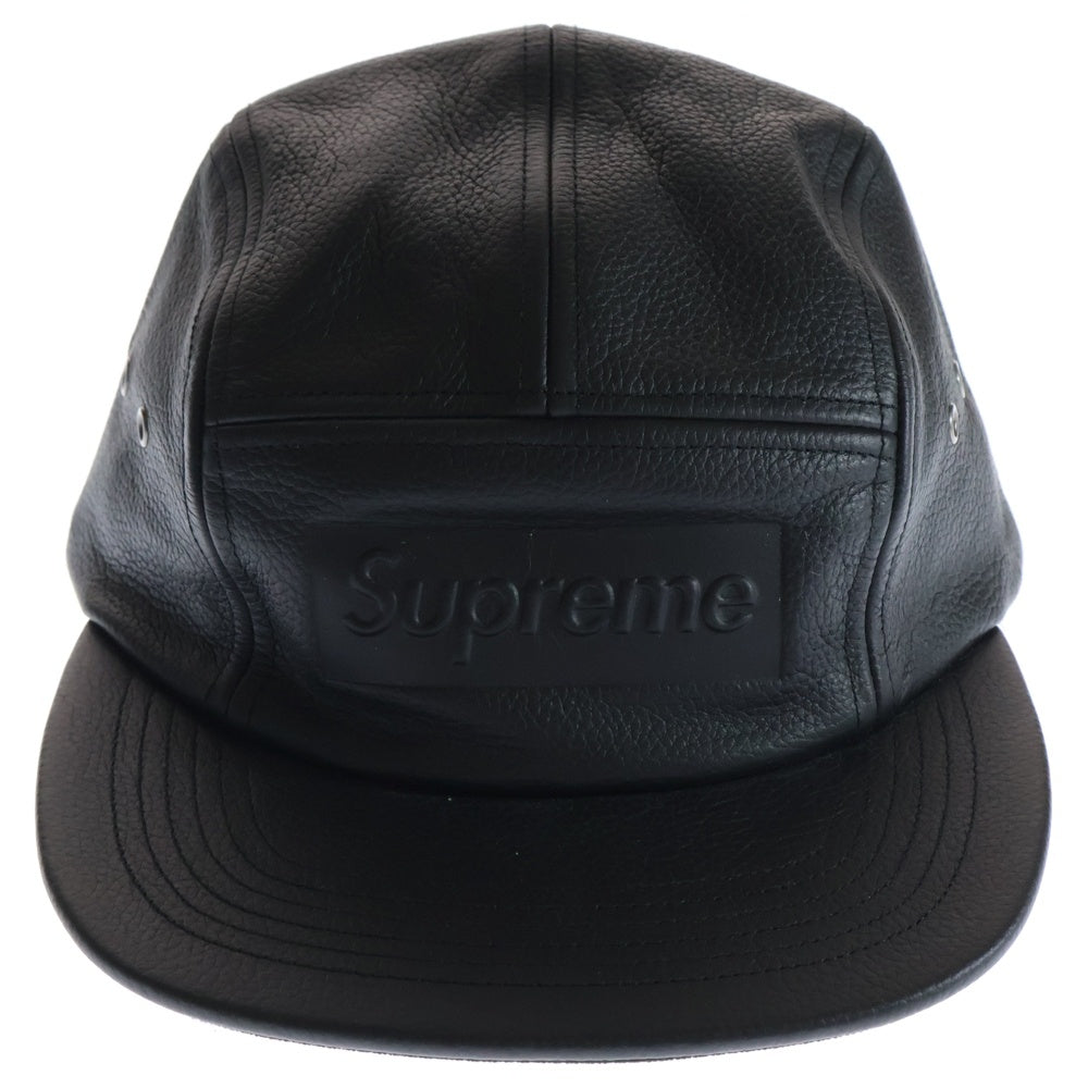 SUPREME(シュプリーム) 19SS REBBLED LEATHER CAMP CAP レザーキャンプキャップ 帽子 ブラック