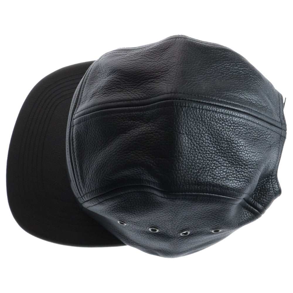 SUPREME(シュプリーム) 19SS REBBLED LEATHER CAMP CAP レザーキャンプキャップ 帽子 ブラック