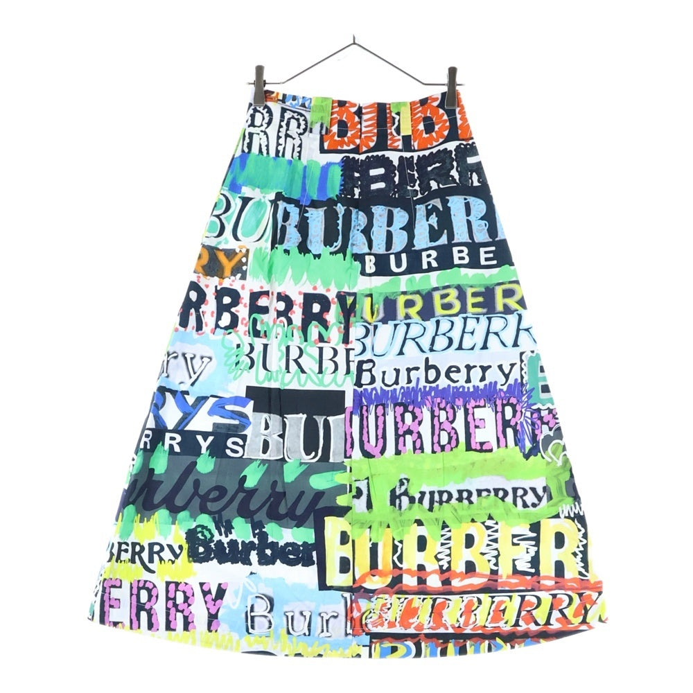 BURBERRY(バーバリー) ロゴ総柄 グラフィックプリント フレアスカート 8001664 マルチ レディース