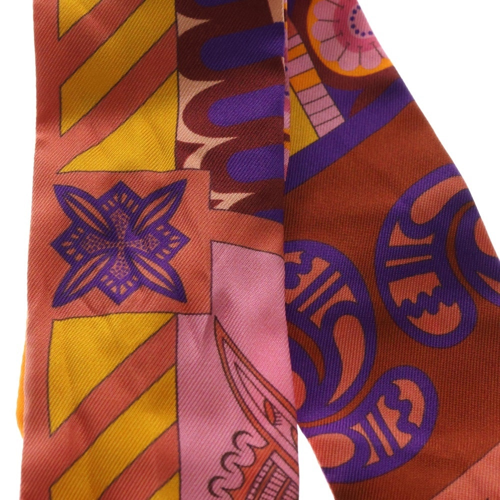 HERMES(エルメス) Twilly Scarf ツイリースカーフ クレタ 幾何学 オレンジ調