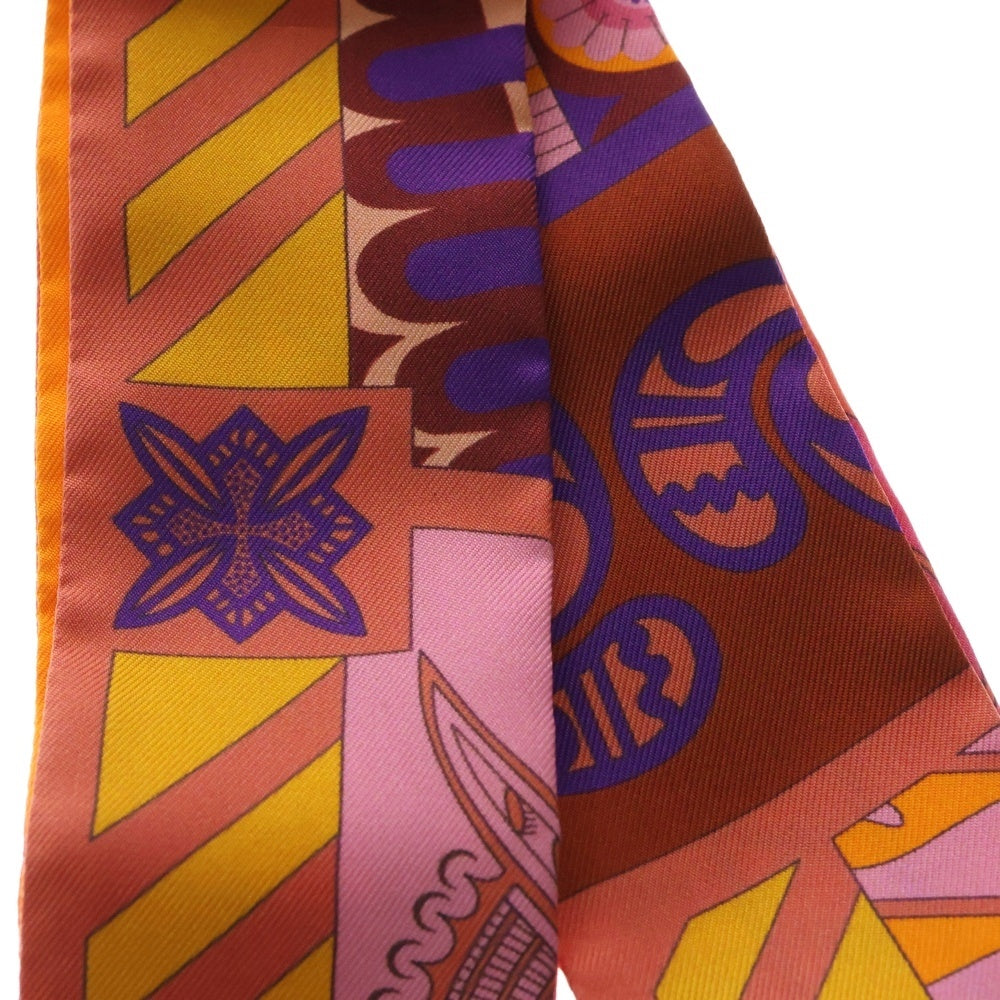 HERMES(エルメス) Twilly Scarf ツイリースカーフ クレタ 幾何学 オレンジ調