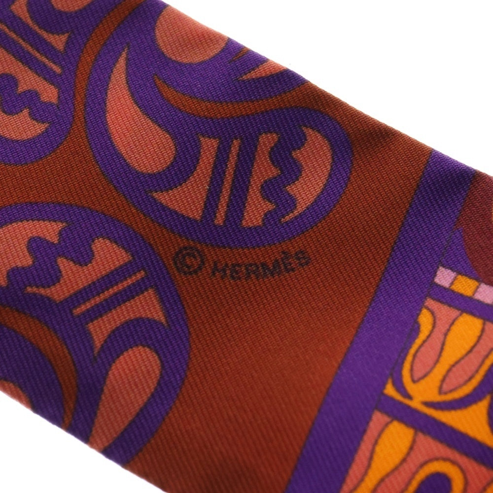 HERMES(エルメス) Twilly Scarf ツイリースカーフ クレタ 幾何学 オレンジ調