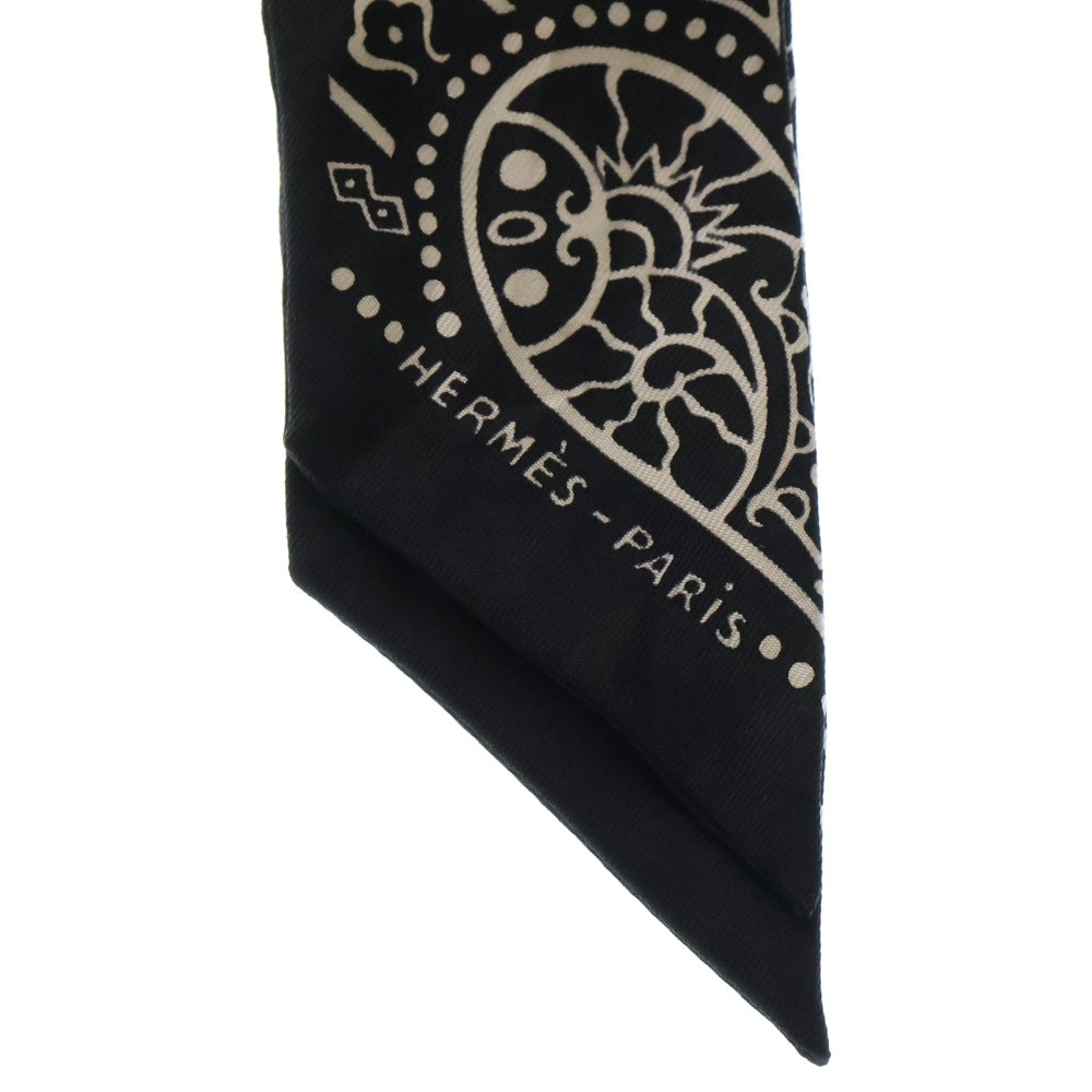 HERMES(エルメス) Twilly Scarf ENTRE CIEL ET MER ツイリースカーフ 空と海の間 ブラック/ホワイト