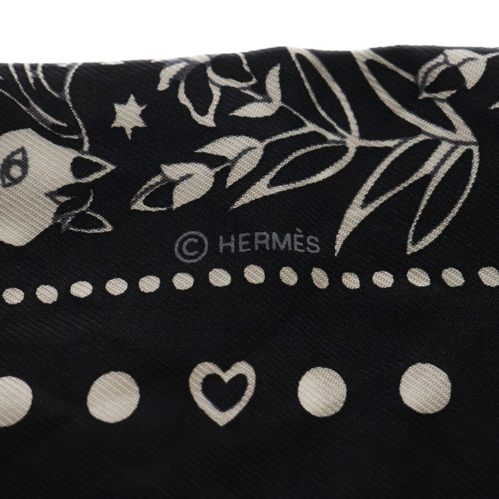 HERMES(エルメス) Twilly Scarf ENTRE CIEL ET MER ツイリースカーフ 空と海の間 ブラック/ホワイト
