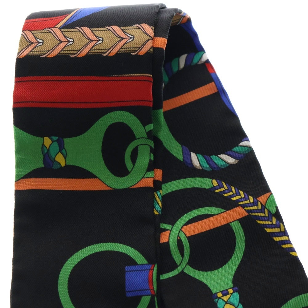 HERMES(エルメス) Twilly Scarf Panoplie Equestre 乗馬の装具一式 ツイリースカーフ ブラック/グリーン