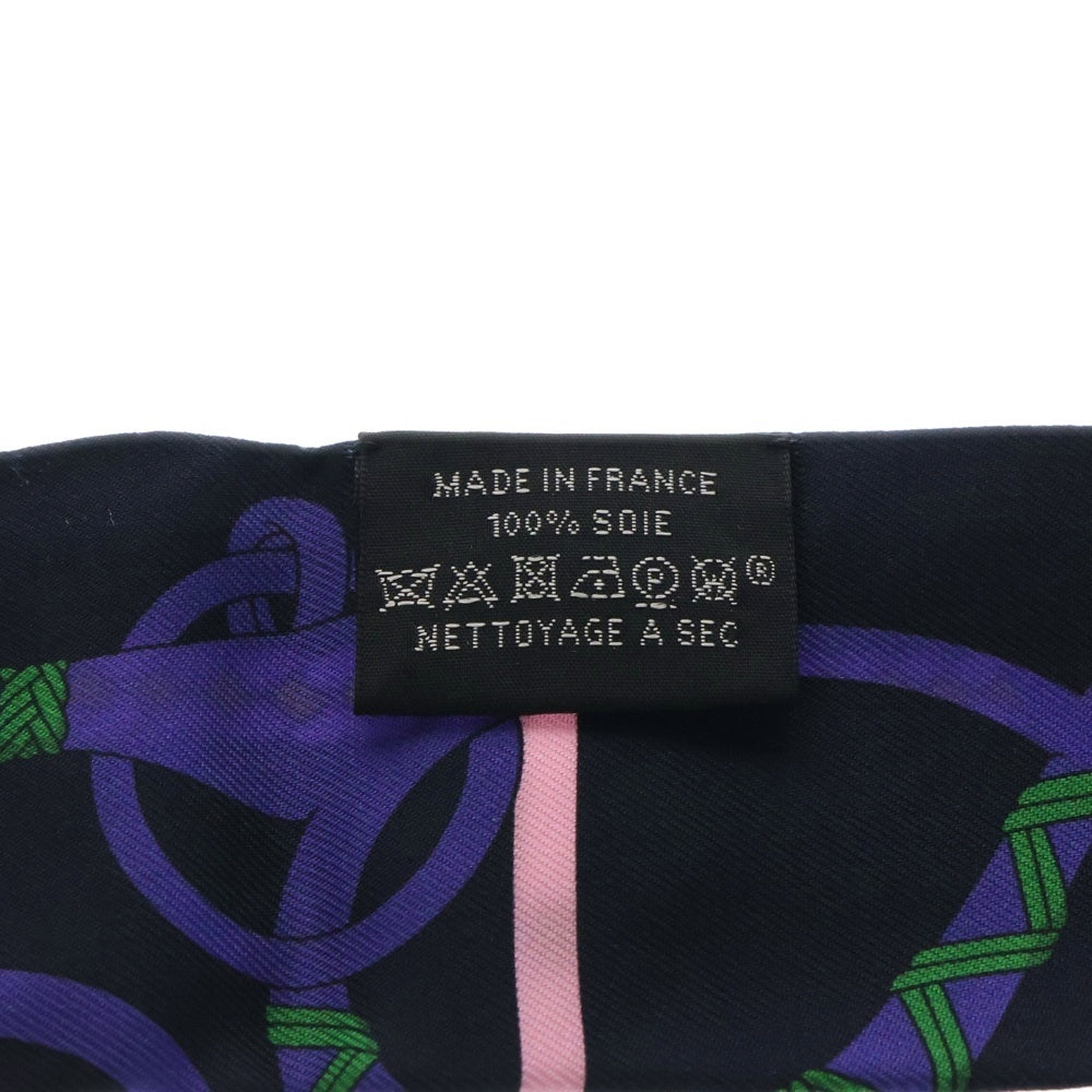 HERMES(エルメス) Twilly Scarf Panoplie Equestre 乗馬の装具一式 ツイリースカーフ ブラック/パープル