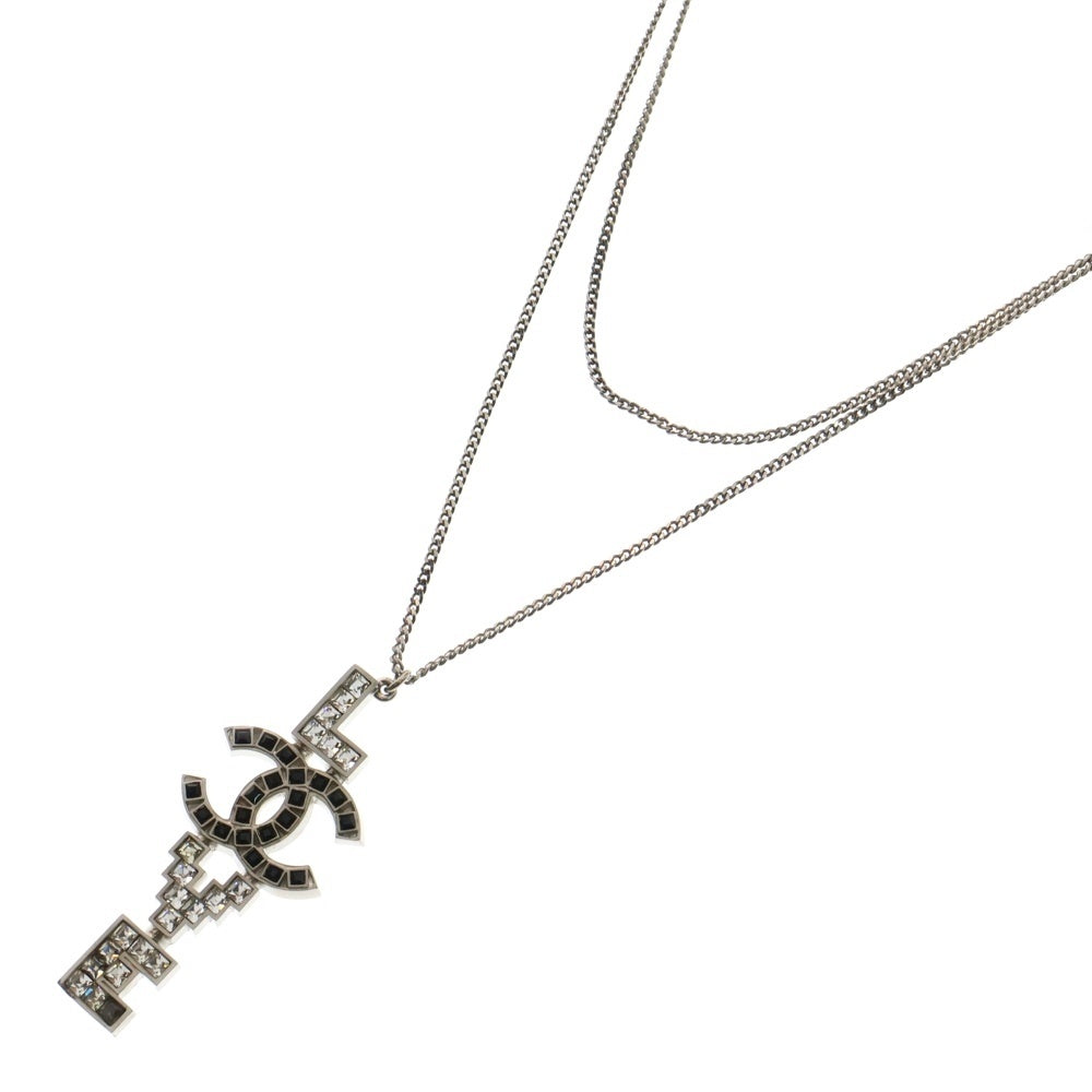 CHANEL(シャネル) Baguette Crystal Coco Love CC Pendant Necklace 08 P CCロゴ ラブ ペンダント ネックレス シルバー レディース