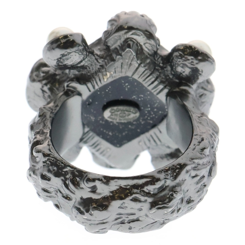 CHANEL(シャネル) CC Black Enamel Silver Tone Cocktail Ring CCロゴ ブラックエナメル シルバートーン リング A11 P ブラック/シルバー