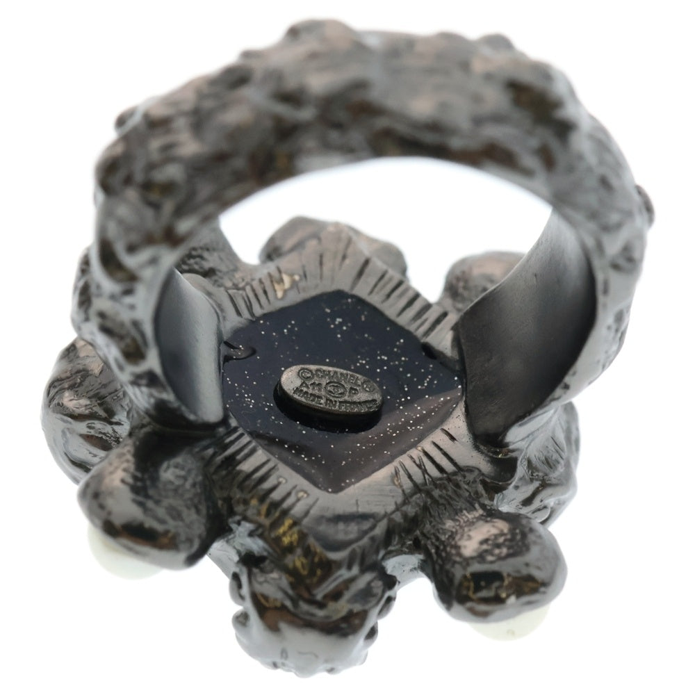 CHANEL(シャネル) CC Black Enamel Silver Tone Cocktail Ring CCロゴ ブラックエナメル シルバートーン リング A11 P ブラック/シルバー