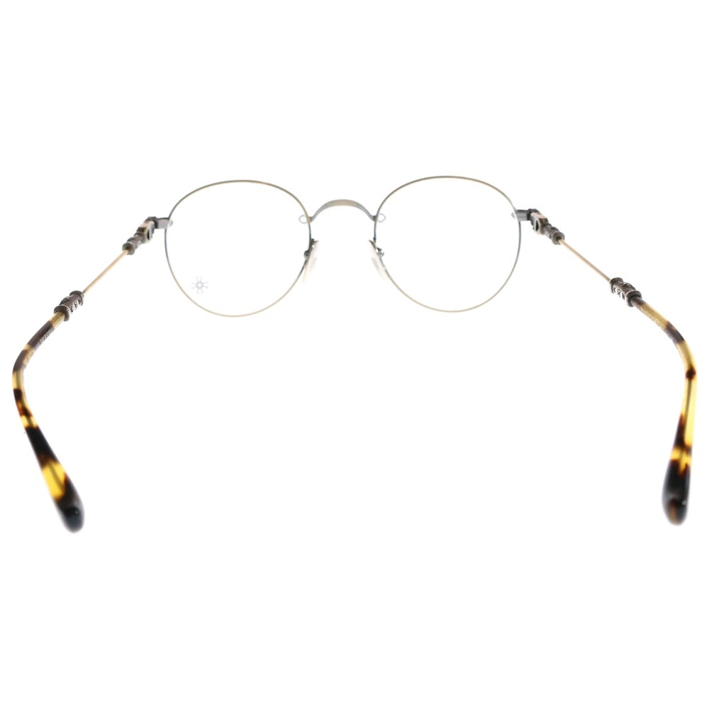 CHROME HEARTS(クロムハーツ) BUBBA-A クロステンプル メタルフレームラウンドサングラス アイウェア 眼鏡 シルバー/ブラウン