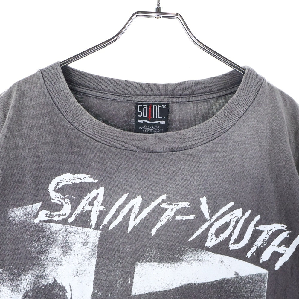 SAINT MICHAEL(セントマイケル) 22SS SAINT YOUTH SM-S22-0000-004 グラフィックヴィンテージ加工 半袖Tシャツ カットソー グレー