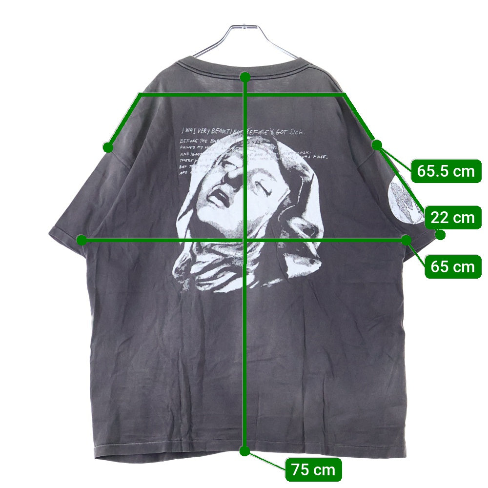 SAINT MICHAEL(セントマイケル) 22SS SAINT YOUTH SM-S22-0000-004 グラフィックヴィンテージ加工 半袖Tシャツ カットソー グレー