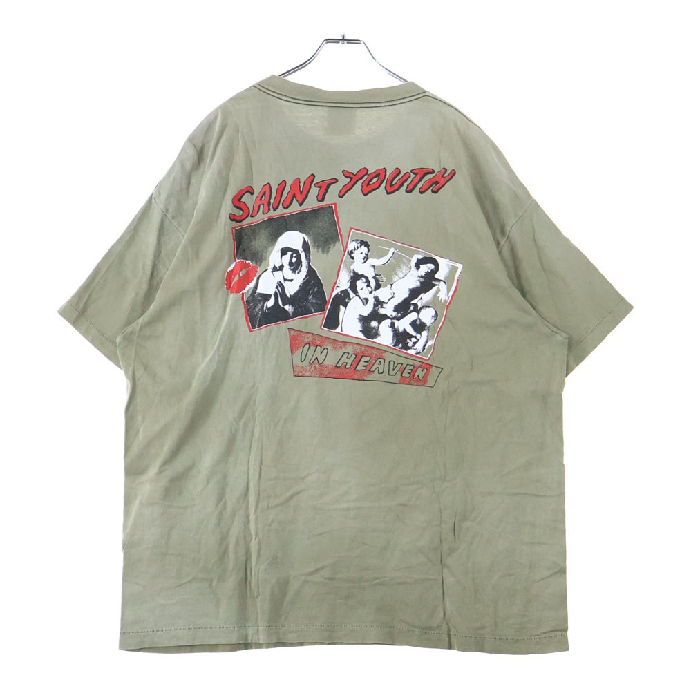 SAINT MICHAEL(セントマイケル) 22SS SS TEE_IN HEAVEN SM-S22-0000-024 フロントプリント 半袖Tシャツ カットソー カーキ