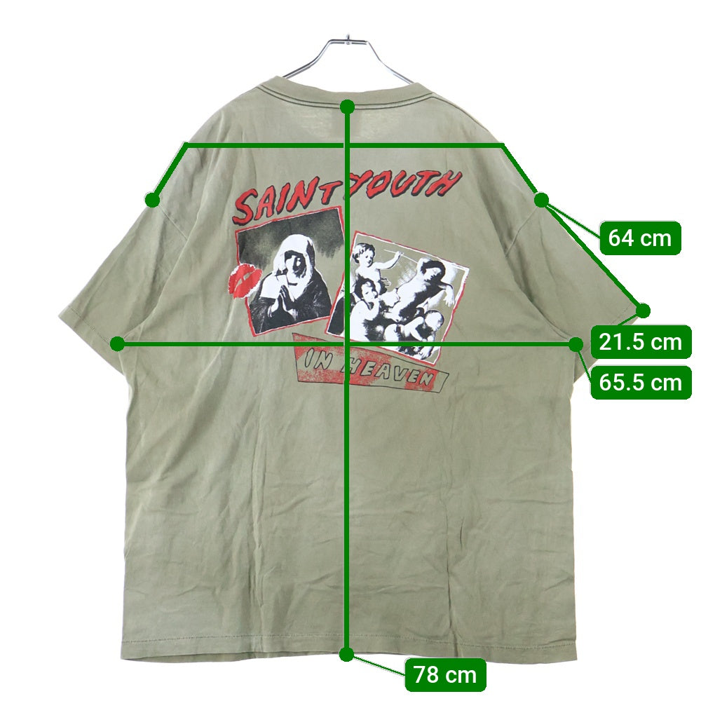 SAINT MICHAEL(セントマイケル) 22SS SS TEE_IN HEAVEN SM-S22-0000-024 フロントプリント 半袖Tシャツ カットソー カーキ