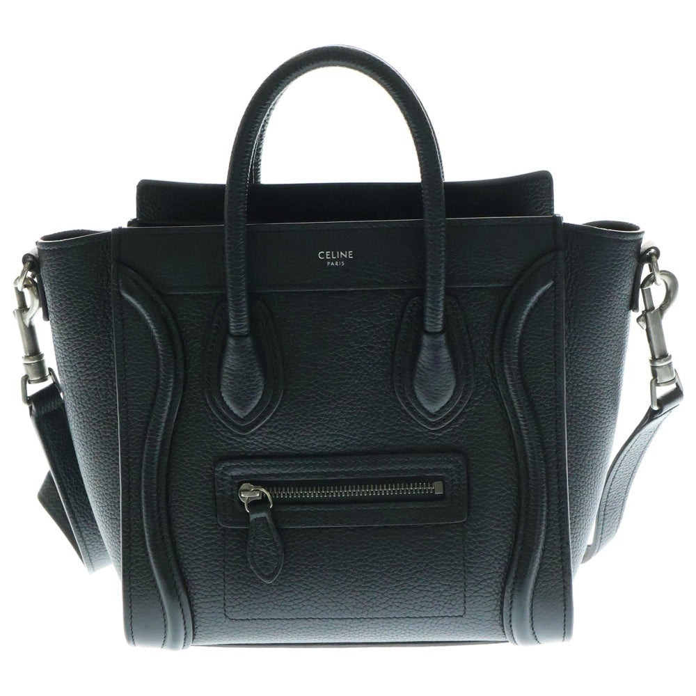 CELINE(セリーヌ) ラゲージ ナノショッパー レザー2WAYハンドバッグ ショルダーバッグ ブラック レディース