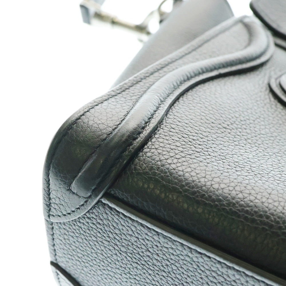 CELINE(セリーヌ) ラゲージ ナノショッパー レザー2WAYハンドバッグ ショルダーバッグ ブラック レディース