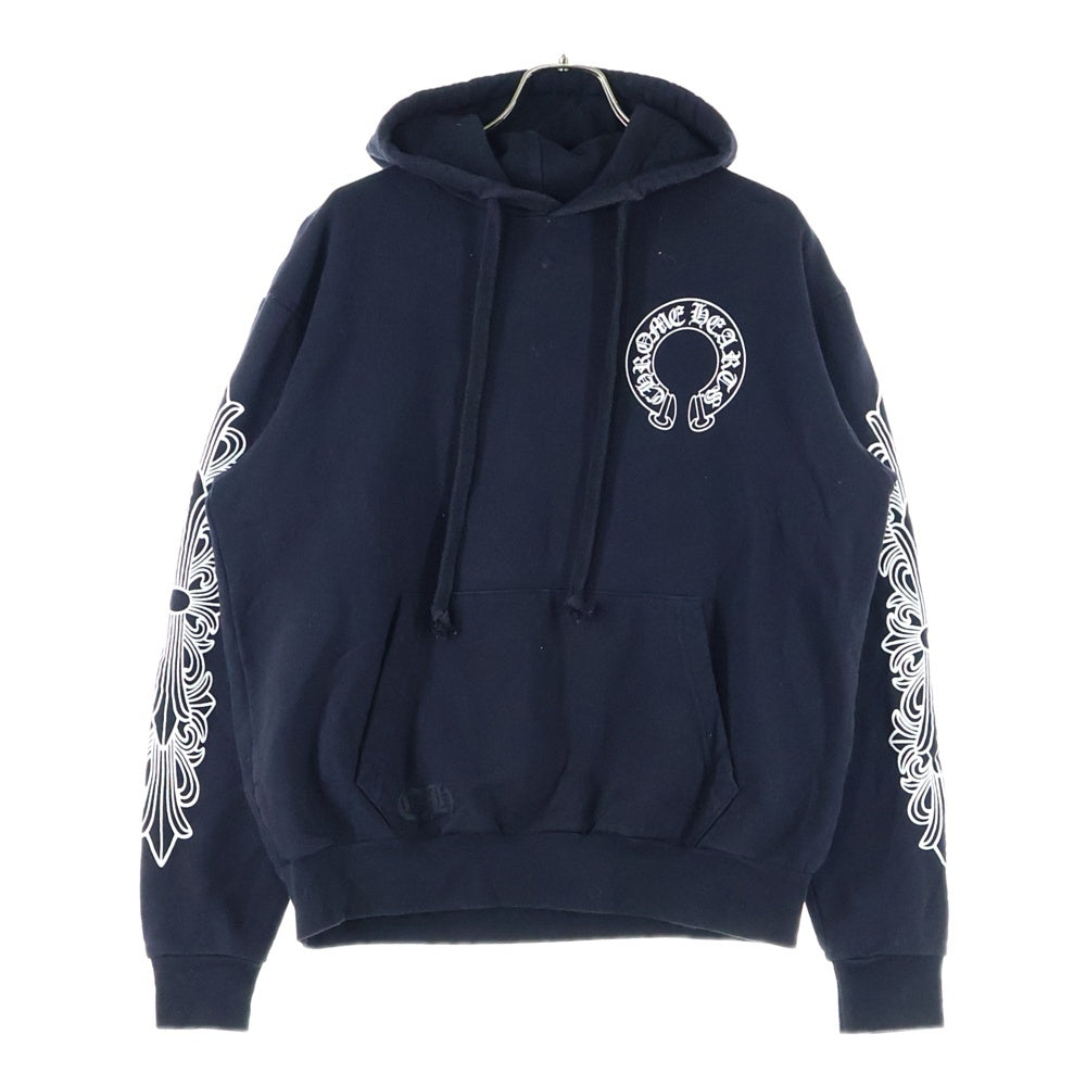 CHROME HEARTS(クロムハーツ) SWTSHRT PLVR プルオーバーパーカー 袖フローラルホースシュープリント スウェットプルオーバーパーカー ブラック