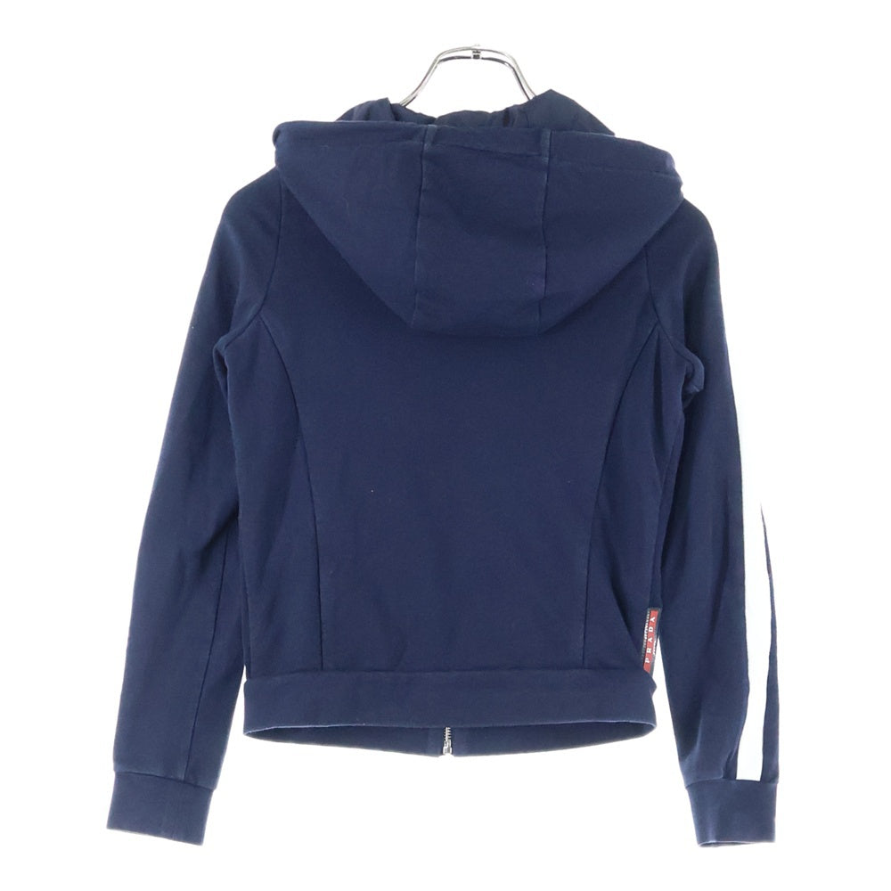 PRADA(プラダ) サイドラインタイトフィットジップアップフーディーパーカー R142 D8R ネイビー レディース