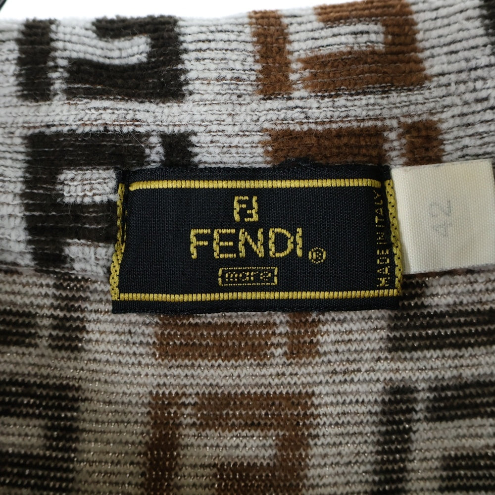 FENDI(フェンディ) FFヴィンテージズッカ柄 パイル半袖ポロシャツ ブラウン/グレー レディース