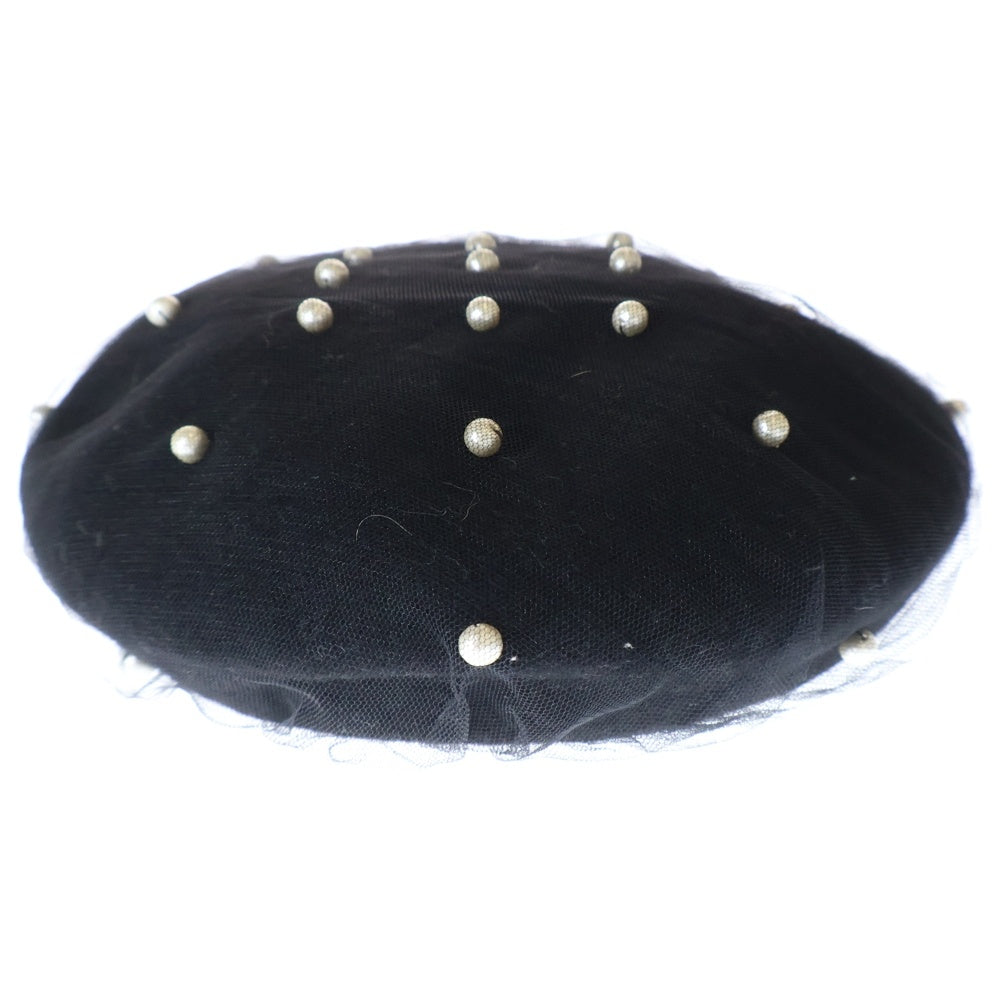CA4LA(カシラ) パールチュール付きベレー帽 帽子 KTZ01969 ブラック レディース