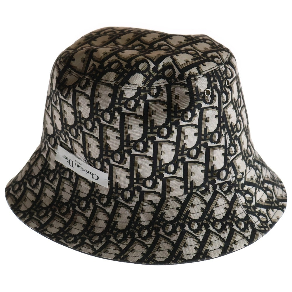Christian Dior(クリスチャンディオール) TEDDY-D ボブハット オブリーク総柄リバーシブルバケットハット 帽子 95TDD923A130 ブラック/ブラウン レディース