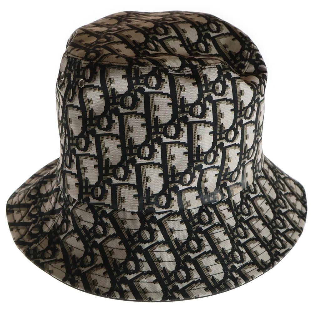 Christian Dior(クリスチャンディオール) TEDDY-D ボブハット オブリーク総柄リバーシブルバケットハット 帽子 95TDD923A130 ブラック/ブラウン レディース