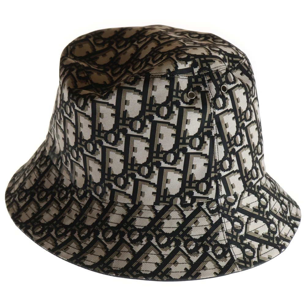 Christian Dior(クリスチャンディオール) TEDDY-D ボブハット オブリーク総柄リバーシブルバケットハット 帽子 95TDD923A130 ブラック/ブラウン レディース