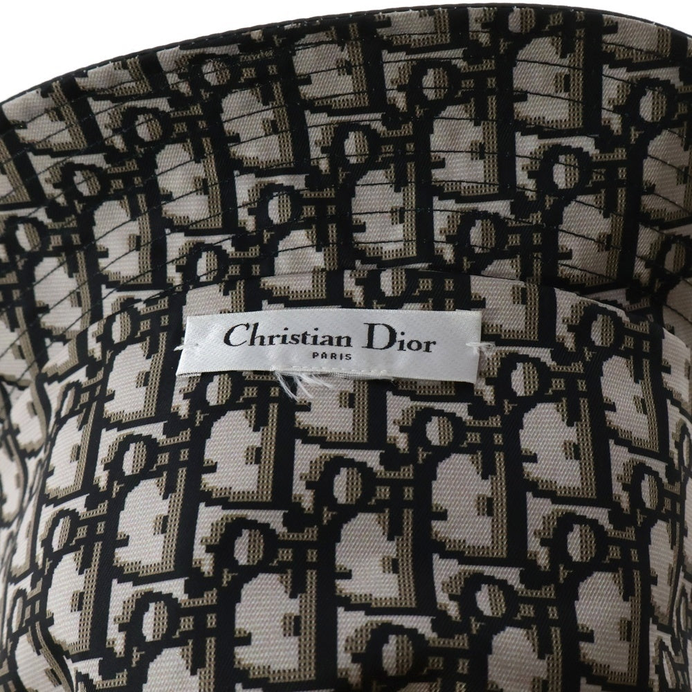 Christian Dior(クリスチャンディオール) TEDDY-D ボブハット オブリーク総柄リバーシブルバケットハット 帽子 95TDD923A130 ブラック/ブラウン レディース