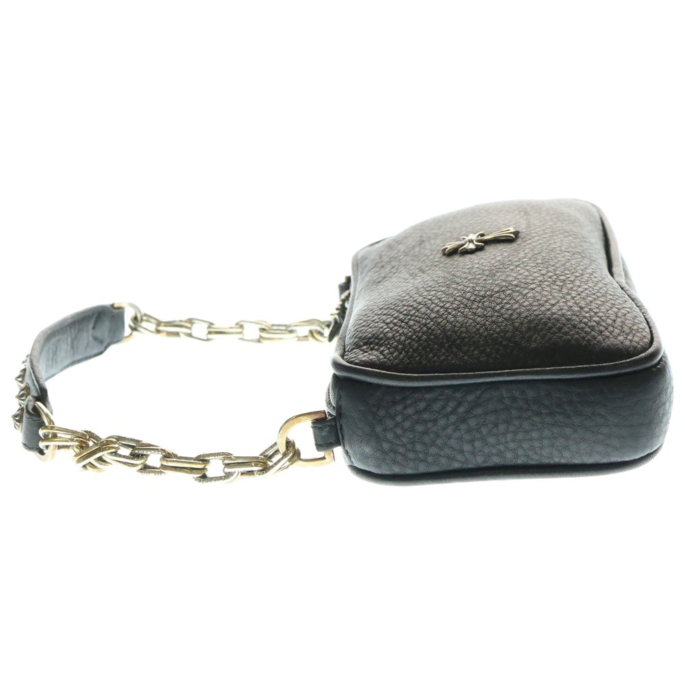 CHROME HEARTS(クロムハーツ) THE NIGHT Cross Chain Leather Hand Bag ザ ナイト クロス チェーン装飾 レザーハンドバッグ ブラック/シルバー レディース