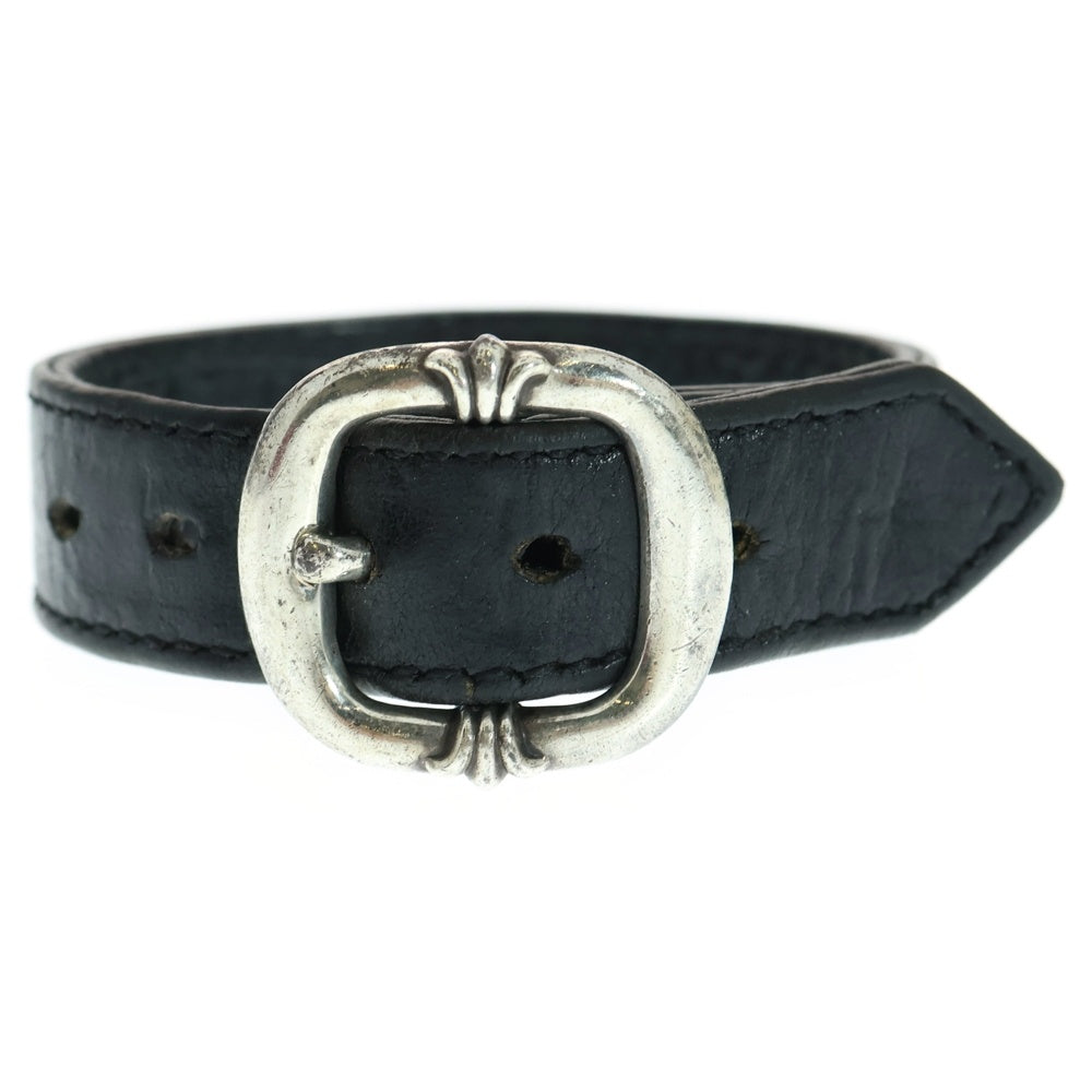 CHROME HEARTS(クロムハーツ) GUNSLINGER ガンスリンガー クロスボール レザーブレスレット ブラック/シルバー BCA146