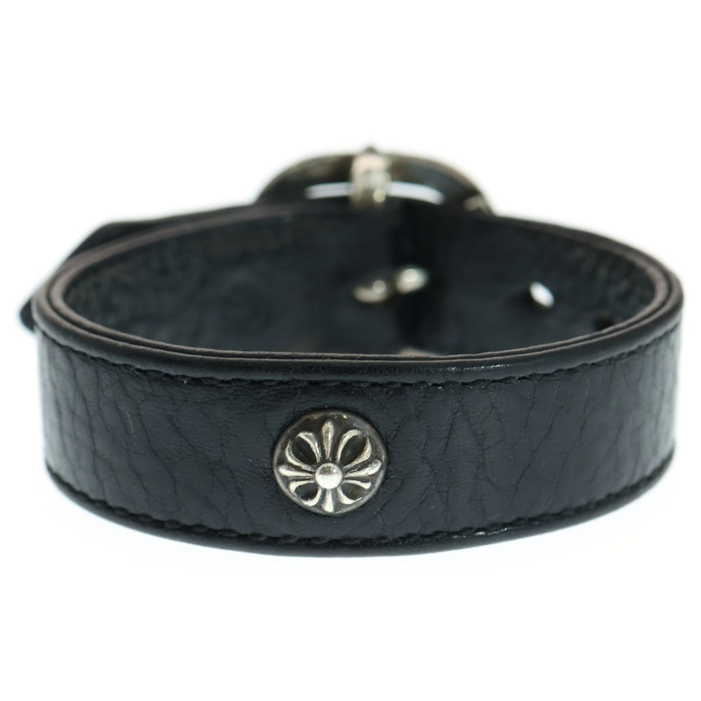 CHROME HEARTS(クロムハーツ) GUNSLINGER ガンスリンガー クロスボール レザーブレスレット ブラック/シルバー BCA146
