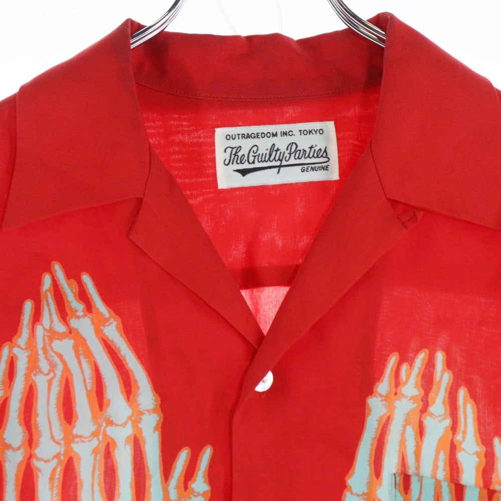 WACKO MARIA(ワコマリア) The Guillty Partise SHIRT 骸骨手プリント 半袖シャツ レッド