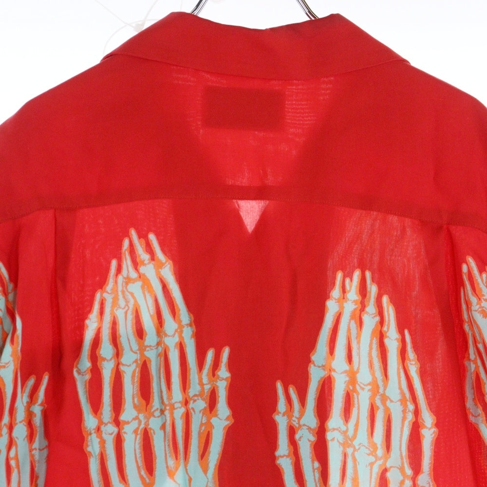 WACKO MARIA(ワコマリア) The Guillty Partise SHIRT 骸骨手プリント 半袖シャツ レッド