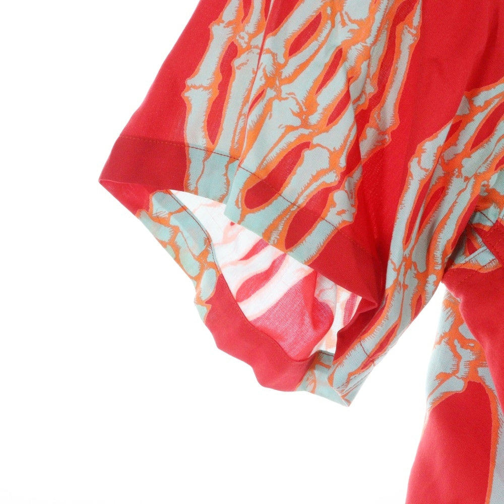 WACKO MARIA(ワコマリア) The Guillty Partise SHIRT 骸骨手プリント 半袖シャツ レッド