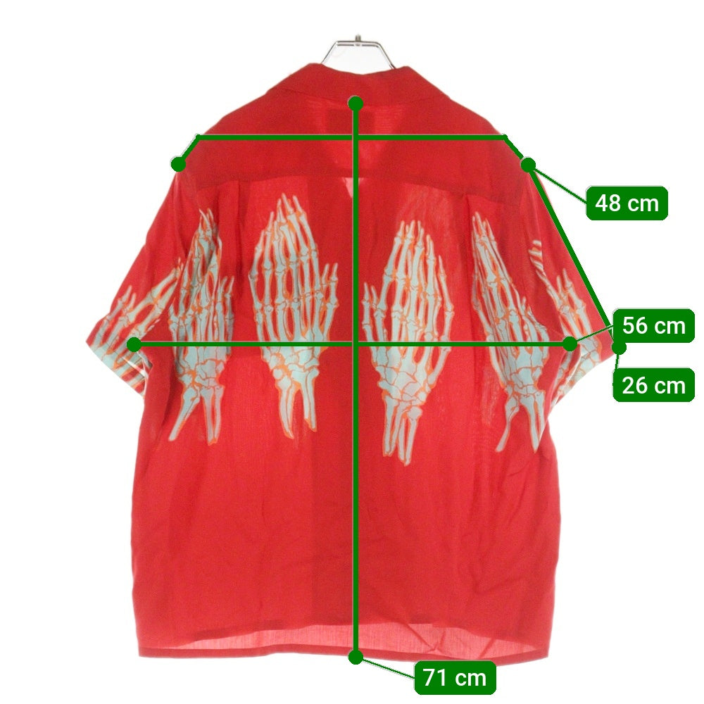 WACKO MARIA(ワコマリア) The Guillty Partise SHIRT 骸骨手プリント 半袖シャツ レッド
