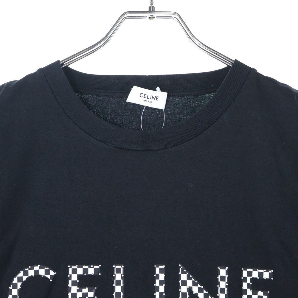 CELINE(セリーヌ) 21AW Loose T-Shirt With Studs スタッズロゴルーズ半袖Tシャツ カットソー 2X800501F ブラック