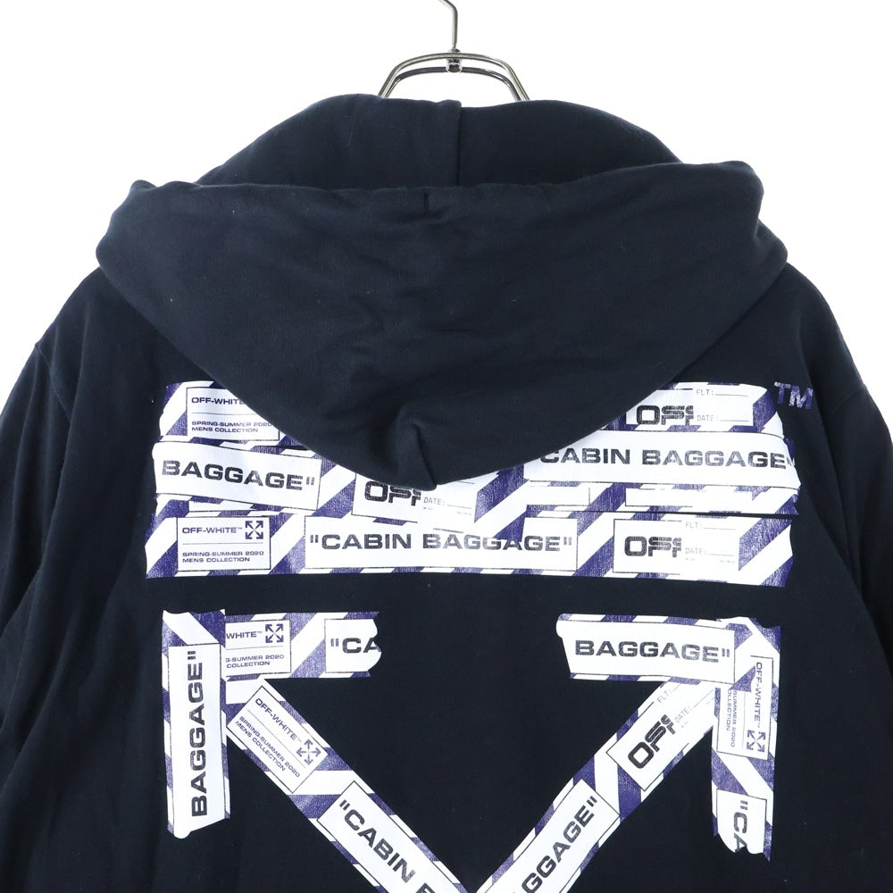 OFF-WHITE(オフホワイト) AIRPORT TAPE DOUBLE TEE HOODI OMAB033S20185003 エアポート テープ ダブル ティー プルオーバーフーディー パーカー ブラック