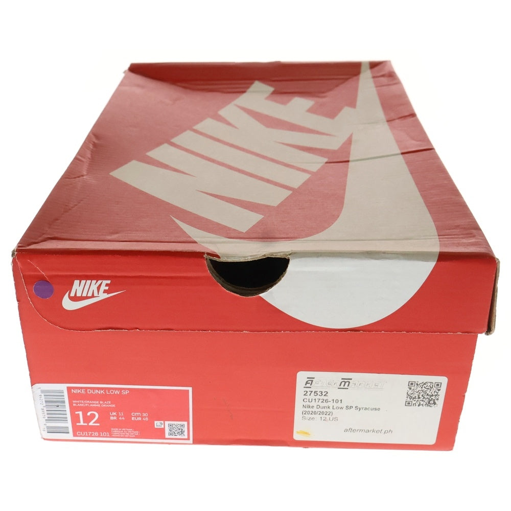 NIKE(ナイキ) DUNK LOW SP SYRACUSE CU1726-101 ダンクローカットスニーカー シラキュース シューズ US12/30.0cm オレンジ/ホワイト