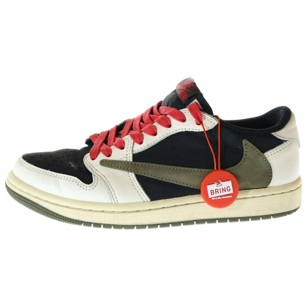 NIKE(ナイキ) ×TRAVIS SCOTT WMNS AIR JORDAN 1 LOW OG Medium Olive DZ4137-106 トラヴィススコット ウィメンズ エアジョーダン1 ローカットスニーカー US6.5/23.5cm カーキ