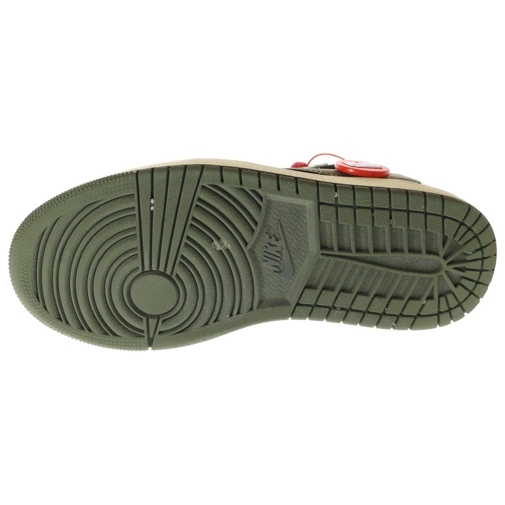 NIKE(ナイキ) ×TRAVIS SCOTT WMNS AIR JORDAN 1 LOW OG Medium Olive DZ4137-106 トラヴィススコット ウィメンズ エアジョーダン1 ローカットスニーカー US6.5/23.5cm カーキ